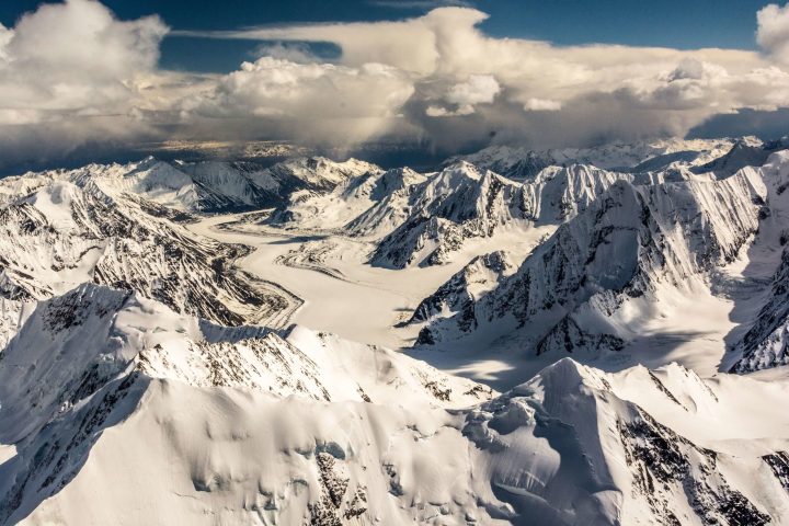 a view of a snow covered mountain